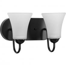  P300234-031 - Classic Collection Two-Light Matte Black Etched Glass Traditional Bath Vanity Light