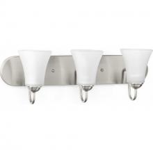  P300235-009 - Classic Collection Three-Light Brushed Nickel Etched Glass Traditional Bath Vanity Light
