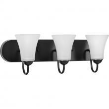  P300235-031 - Classic Collection Three-Light Matte Black Etched Glass Traditional Bath Vanity Light