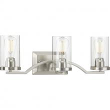  P300258-009 - Lassiter Collection Three-Light Brushed Nickel Clear Glass Modern Bath Vanity Light