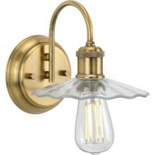  P300286-163 - Fayette Collection One-Light Vintage Brass Clear Glass Farmhouse Bath Vanity Light