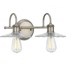  P300287-081 - Fayette Collection Two-Light Antique Nickel Clear Glass Farmhouse Bath Vanity Light