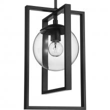  P500283-031 - Atwell Collection One-Light Matte Black Clear Glass Luxe Pendant Light