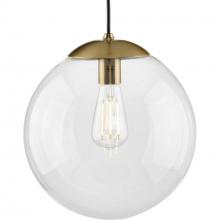  P500311-109 - Atwell Collection 12-inch Brushed Bronze and Clear Glass Globe Large Hanging Pendant Light