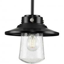  P550093-031 - Tremont Collection One-Light Matte Black and Clear Seeded Glass Farmhouse Style Hanging Mini-Pendant