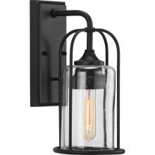  P560255-031 - Watch Hill Collection One-Light Textured Black and Clear Seeded Glass Farmhouse Style Small Outdoor