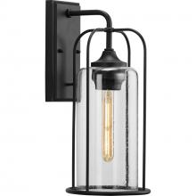  P560256-031 - Watch Hill Collection One-Light Textured Black and Clear Seeded Glass Farmhouse Style Medium Outdoor