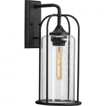  P560257-031 - Watch Hill Collection One-Light Textured Black and Clear Seeded Glass Farmhouse Style Large Outdoor