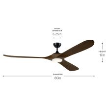 Kichler 310580SBK - 80" Mylo Ceiling Fan with Satin Etch Cased Opal Glass in Satin Black with Aged Walnut Wood Blade