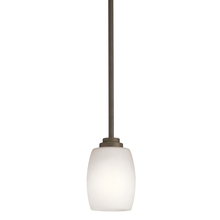  3497OZS - Eileen 8" 1 Light Mini Pendant with Satin Etched Cased Opal Glass in Olde Bronze®