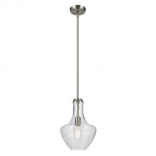  42141NI - Everly 15.25" 1-Light Bell Pendant with Clear Glass in Brushed Nickel