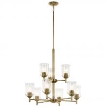 Kichler 43672NBRCLR - Shailene 26.5" 9-Light 2-Tier Chandelier with Clear Glass in Natural Brass