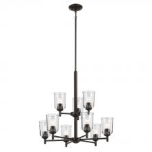  43672OZCLR - Shailene 26.5" 9-Light 2-Tier Chandelier with Clear Glass in Olde Bronze