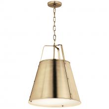  52711CPZ - Etcher 18 Inch 2 Light Pendant with Etched Painted White Glass Diffuser in Champagne Bronze