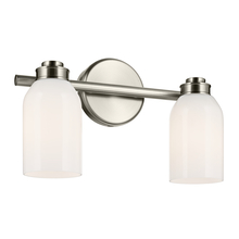  55201NI - Shae 15" 2-Light Vanity Light with White Opal Glass in Brushed Nickel