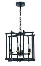  56934-FBSB - Avante Grand 4 Light Cage Foyer in Flat Black/Satin Brass