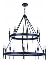  54318-FB - Larrson 18 Light Chandelier in Flat Black