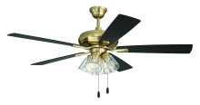 Craftmade ECF104SB5-BWNFB - Eos 52" 5-Blade Clear 4 Light Ceiling Fan in Satin Brass w/ Black Walnut/Flat Black Blades