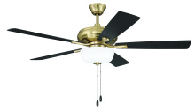 Craftmade ECF211SB5-BWNFB - Eos 52" 5-Blade Frost 2 Light Bowl Ceiling Fan in Satin Brass w/ Black Walnut/Flat Black Blades
