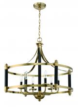  54896-FBSB - Stanza 6 Light Pendant in Flat Black/Satin Brass