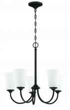  50425-FB-WG - Gwyneth 5 Light Chandelier in Flat Black (White Glass)