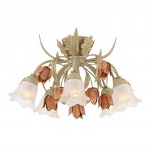  4800-SR - Southport 5 Light Sage Rose Floral Semi Flush Mount