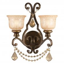  7502-BU-GT-MWP - Norwalk 2 Light Golden Teak Hand Cut Crystal Bronze Umber Sconce