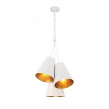  8684-MT-GA - Brian Patrick Flynn Alston 3 Light Matte White + Antique Gold Pendant