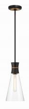  QUN-1500-MK-TG - Quinn 1 Light LED Matte Black + Textured Gold Mini Pendant