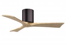  IR3H-BB-LM-42 - Irene-3H three-blade flush mount paddle fan in Brushed Brass finish with 42” Light Maple tone bl
