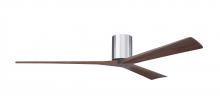  IR3H-CR-WA-72 - Irene-3H three-blade flush mount paddle fan in Polished Chrome finish with 72” solid walnut tone