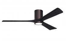  IR3HLK-BB-BK-60 - Irene-3HLK three-blade flush mount paddle fan in Brushed Bronze finish with 60” solid matte blac