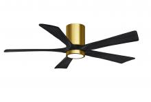  IR5HLK-BRBR-BK-52 - IR5HLK five-blade flush mount paddle fan in Brushed Brass finish with 52” solid barn wood tone b