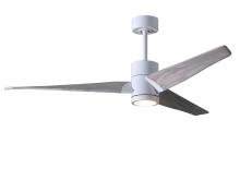  SJ-WH-BW-52 - Super Janet three-blade ceiling fan in Gloss White finish with 52” solid barn wood tone blades a