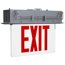  EXITEDGE-RE-1/E - RECESSED EDGE-LIT EXIT SIGN 1-FACE RED LETTERS CLEAR PANEL BATTERY BACKUP ALUMINUM