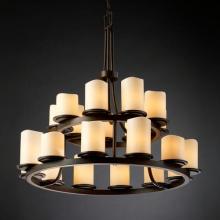  CNDL-8767-14-AMBR-MBLK - Dakota 21-Light 2-Tier Ring Chandelier