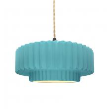  CER-6553-RFPL-MBLK-BEIG-TWST - Medium Tier Pleated 1-Light Pendant