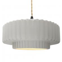  CER-6555-BIS-MBLK-BEIG-TWST - Large Tier Pleated 1-Light Pendant