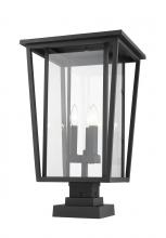  571PHXLS-SQPM-BK - 3 Light Outdoor Pier Mounted Fixture