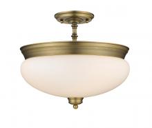  721SF-HBR - 3 Light Semi Flush Mount