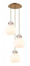  113-410-1PS-BB-G410-8WH - Newton Sphere - 3 Light - 16 inch - Brushed Brass - Cord hung - Multi Pendant