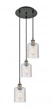  113B-3P-BAB-G112C-5CL - Cobbleskill - 3 Light - 12 inch - Black Antique Brass - Cord Hung - Multi Pendant