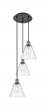  113B-3P-BAB-GBC-84 - Berkshire - 3 Light - 15 inch - Black Antique Brass - Cord Hung - Multi Pendant