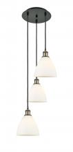  113B-3P-BAB-GBD-751 - Bristol - 3 Light - 14 inch - Black Antique Brass - Cord Hung - Multi Pendant