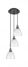  113B-3P-BAB-GBD-754 - Bristol - 3 Light - 14 inch - Black Antique Brass - Cord Hung - Multi Pendant