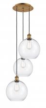  113B-3P-BB-G122-10 - Athens - 3 Light - 17 inch - Brushed Brass - Cord Hung - Multi Pendant