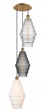  113B-3P-BB-G670-MU - Cascade - 3 Light - 15 inch - Brushed Brass - Cord hung - Multi Pendant