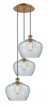  113B-3P-BB-G92-L - Fenton - 3 Light - 18 inch - Brushed Brass - Cord Hung - Multi Pendant