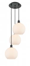  113B-3P-BK-G121-10 - Athens - 3 Light - 17 inch - Matte Black - Cord Hung - Multi Pendant