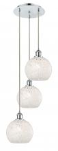  113B-3P-PC-G1216-8WM - White Mouchette - 3 Light - 15 inch - Polished Chrome - Cord Hung - Multi Pendant